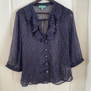 Floral feminine sheer blouse